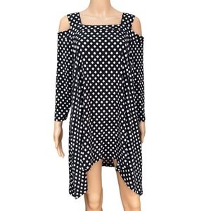 Chico's Black and White Asymmetrical Cold Shoulder Top